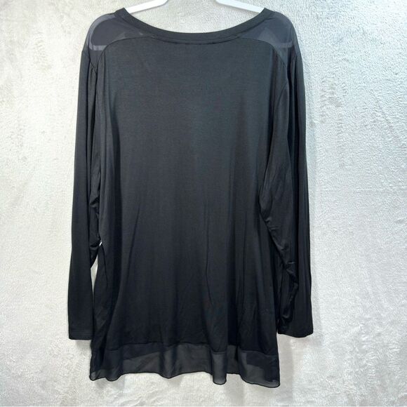 CJ Banks Black Floral Knit Top Stretch Sparkle Accent Plus 2X - Picture 7 of 8